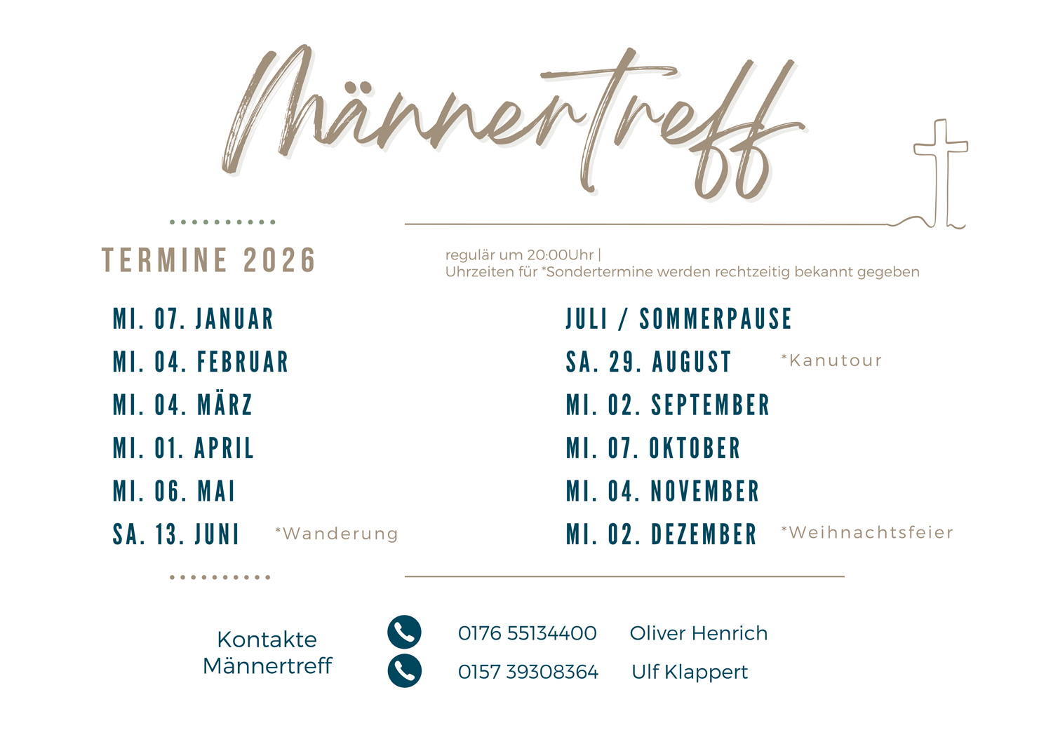 Männertreff Termine 2025 (148 x 105 cm)